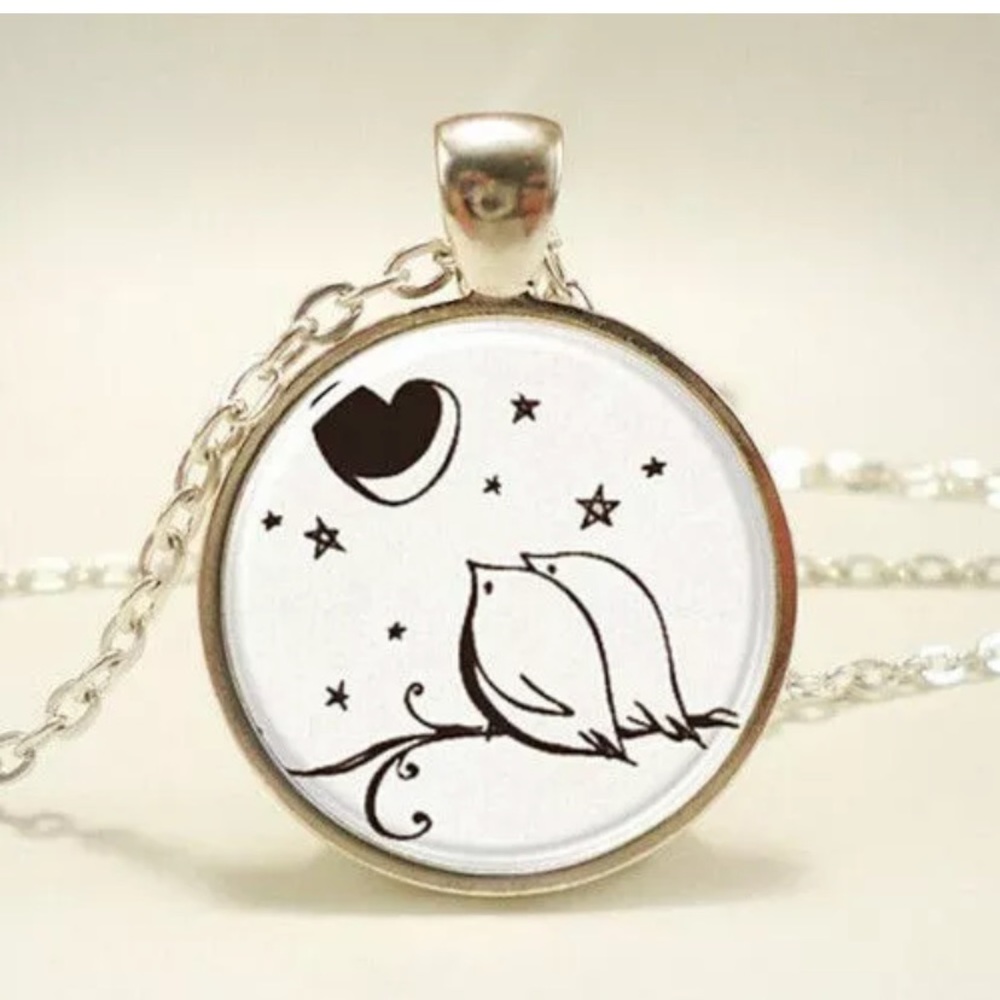 Love Bird Glass Necklace